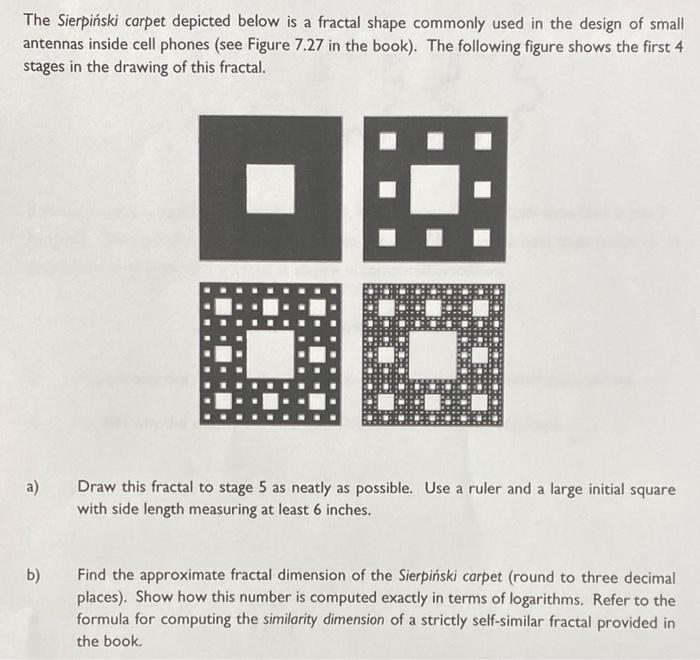 Solved The Sierpiński carpet depicted below is a fractal | Chegg.com