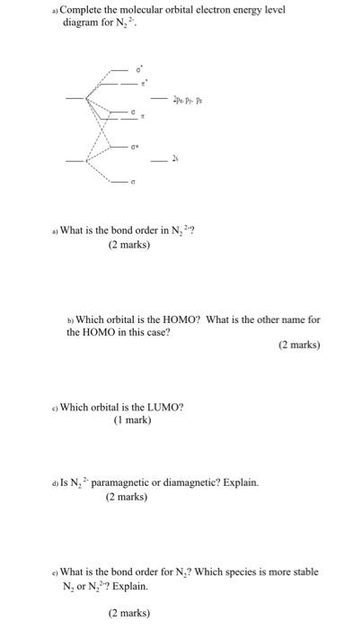 Solved Complete the molecular orbital electron energy level | Chegg.com