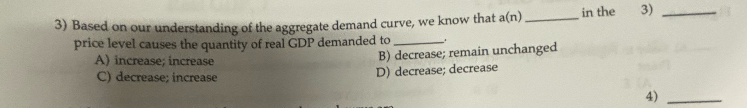 Solved Based on our understanding of the aggregate demand | Chegg.com