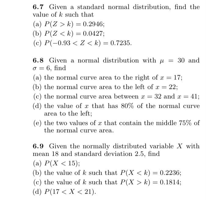 Solved For a normal standard distribution find the