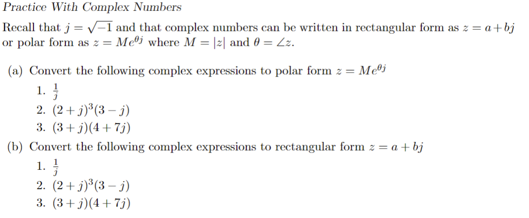 Solved Practice With Complex Numbers Practice With Complex | Chegg.com