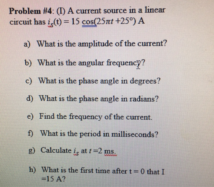 Generic Current Problem Solved Problem #4: (I) A current source in a linear circuit | Chegg.com