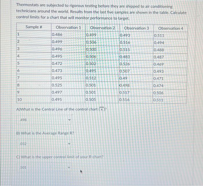 Solved Thermostats are subjected to rigorous testing before