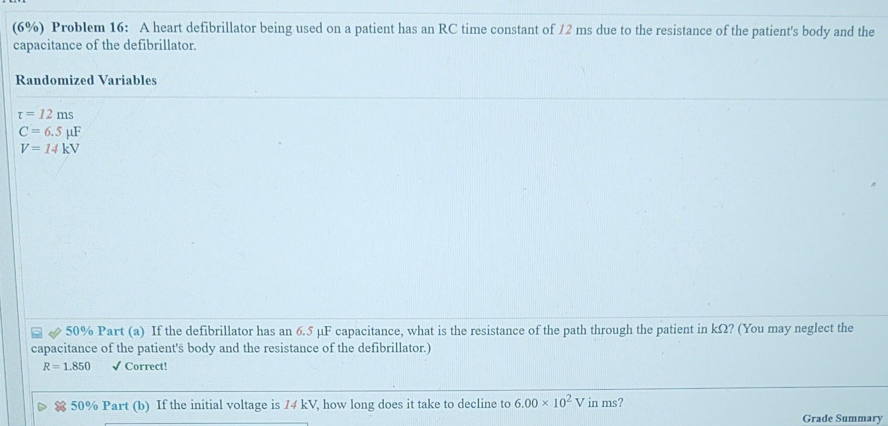 Solved (6\) Problem 16 A heart defibrillator being used on