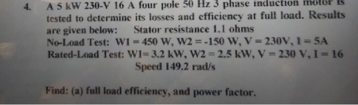 Solved A 60 Hz 3 phase induction motor has a POTUT | Chegg.com
