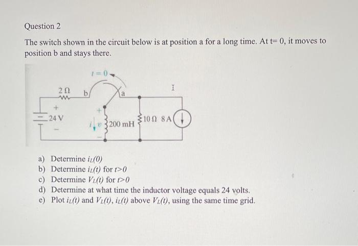 Solved Question 2 The Switch Shown In The Circuit Below Is | Chegg.com