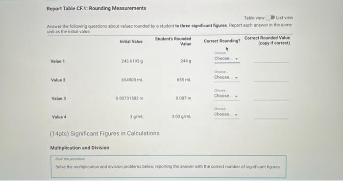 report conversion factors and problem solving