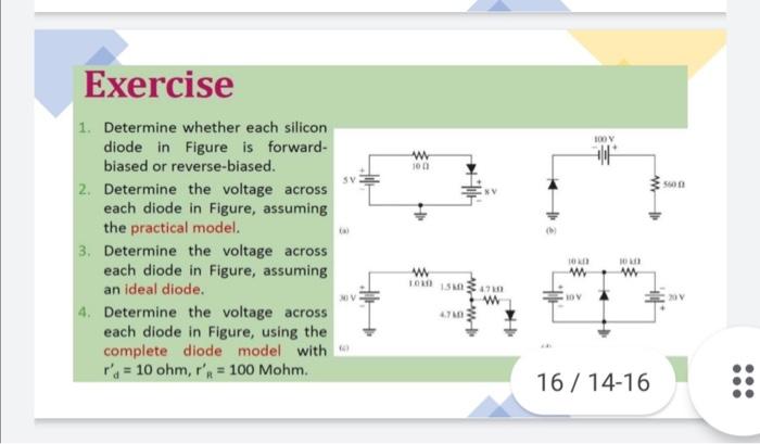 Solved Exercise 1. Determine Whether Each Silicon Diode In | Chegg.com