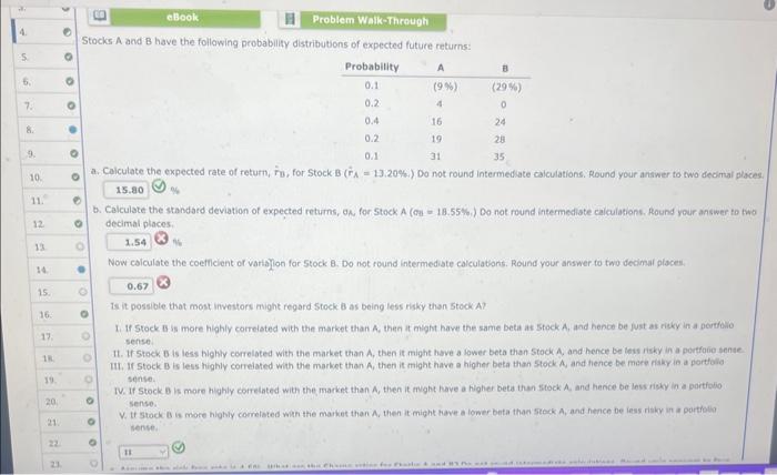 Solved Stocks A And B Have The Following Probability | Chegg.com