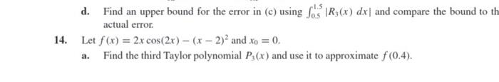 Solved d. Find an upper bound for the error in (c) using SOS | Chegg.com