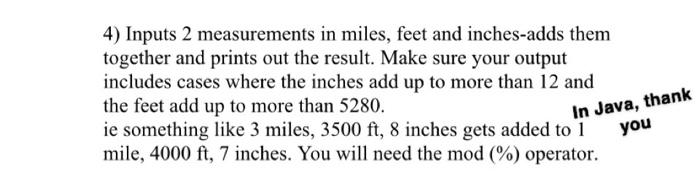 4 Inputs 2 Measurements In Miles Feet And Chegg Com