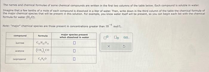 Solved The Names And Chemical Formulae Of Some Chemical | Chegg.com