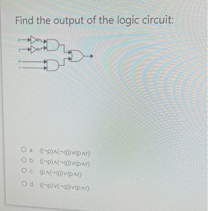 Solved Find the output of the logic circuit: a. | Chegg.com