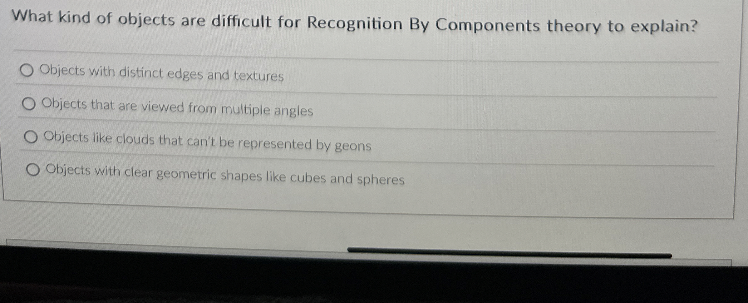 Solved What kind of objects are difficult for Recognition By | Chegg.com