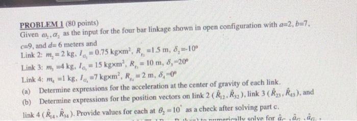 Solved PROBLEM 1 (80 points) Given ,,a, as the input for the | Chegg.com