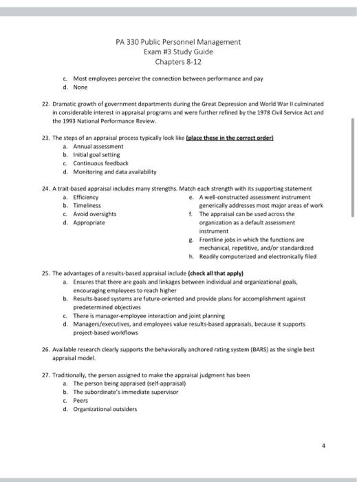 Solved PA 330 Public Personnel Managernent Exam u3 Study