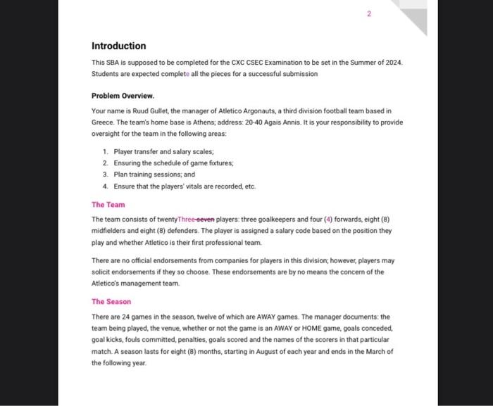 Introduction This SBA is supposed to be completed for | Chegg.com