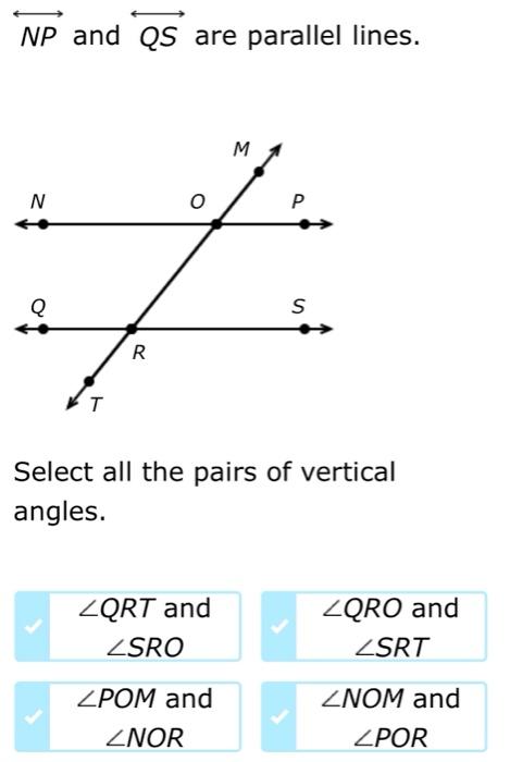 Solved NP and QS are parallel lines. M м. N o Р s R T Select | Chegg.com