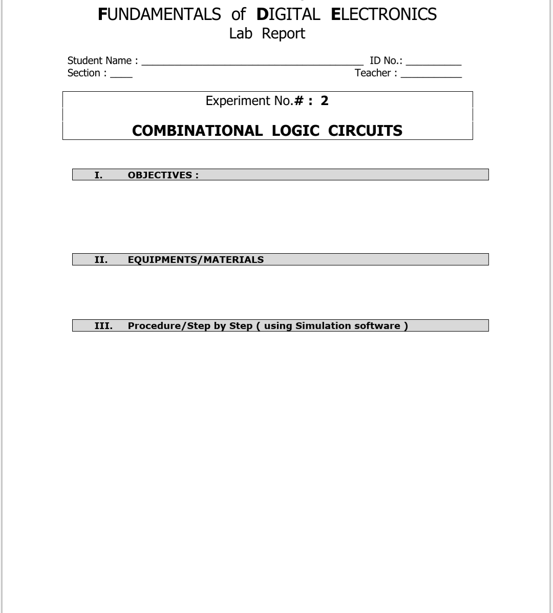 Solved FUNDAMENTALS of DIGITAL ELECTRONICS Lab Report