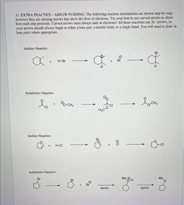 Solved 11. EXTRA PRACTICE-ARROW PUSHING: The following | Chegg.com