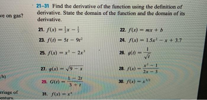 Solved ve on gas? 21-31 Find the derivative of the function | Chegg.com
