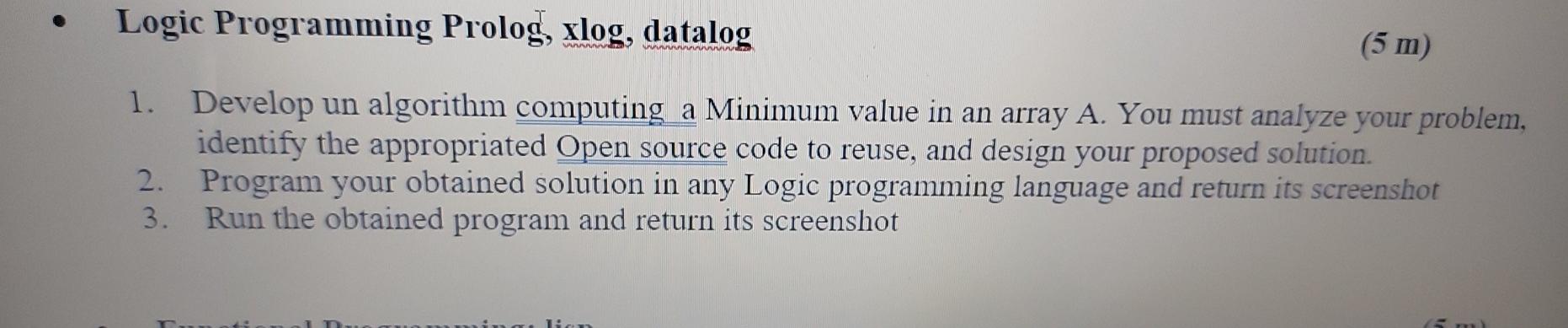 Solved Logic Programming Prolog, xlog, datalog (5 m) 1. | Chegg.com