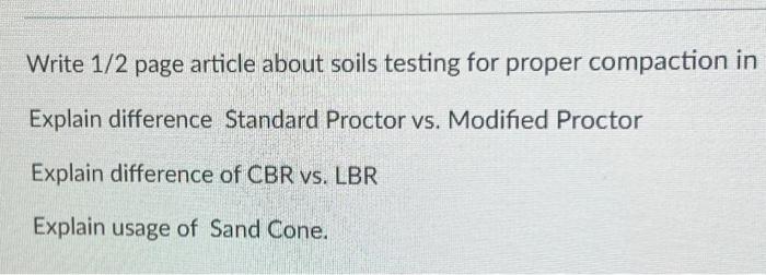 Solved Write 1/2 page article about soils testing for proper | Chegg.com