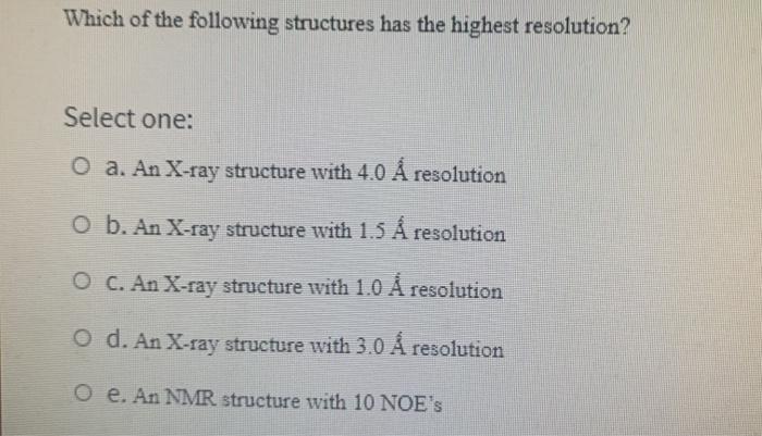 Solved Which Of The Following Structures Has The Highest Chegg Com