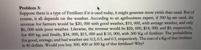 Solved Problem 3: Suppose there is a type of Fertilizer if | Chegg.com