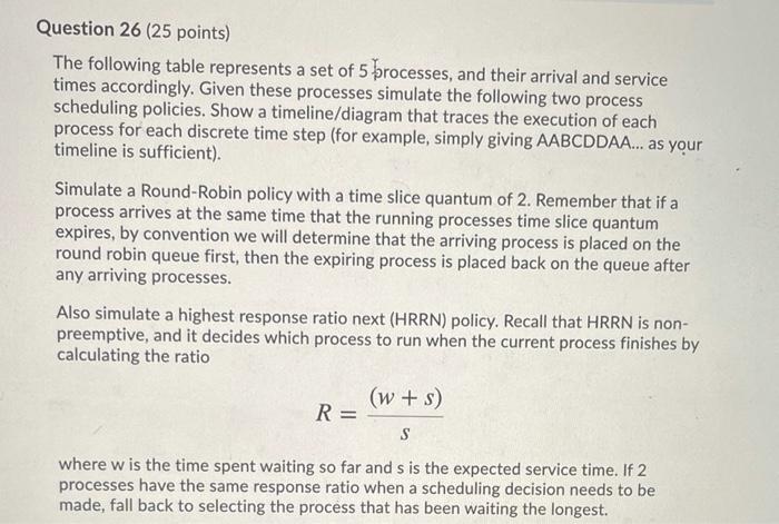 Solved Simulate a Round-Robin policy with a time slice | Chegg.com