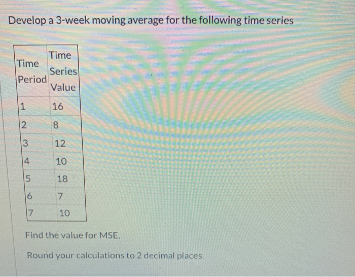Solved Develop a 3-week moving average for the following | Chegg.com