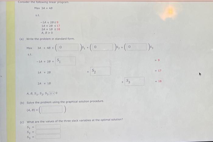 Solved Consider the following linear program Max ЗА + 4B S. | Chegg.com