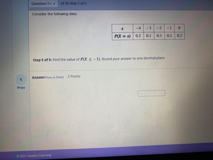Solved Question 11 of 35 Step 1 of 5 Consider the following | Chegg.com