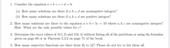 Solved 1 Consider The Equation A B C D 8 A How Many S Chegg Com