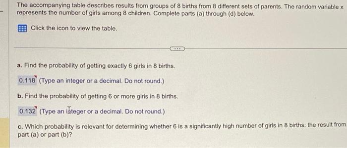 The accompanying table describes results from groups | Chegg.com