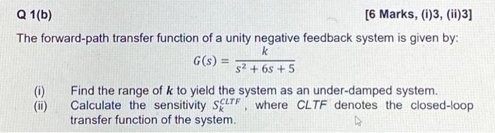 Solved The Forward-path Transfer Function Of A Unity | Chegg.com