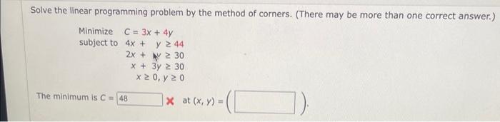 Solved Solve the linear programming problem by the method of | Chegg.com