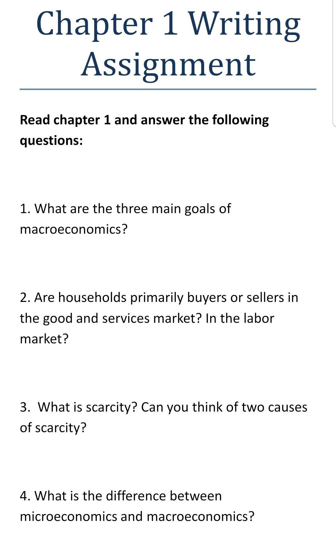 Solved Chapter 1 Writing Assignment Read chapter 1 and | Chegg.com