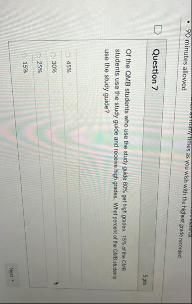 Solved 90 ﻿minutes alloweddiental.Question 75 ﻿ptsOf the QMB | Chegg.com