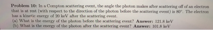 Solved Problem 10: In a Compton scattering event, the angle | Chegg.com
