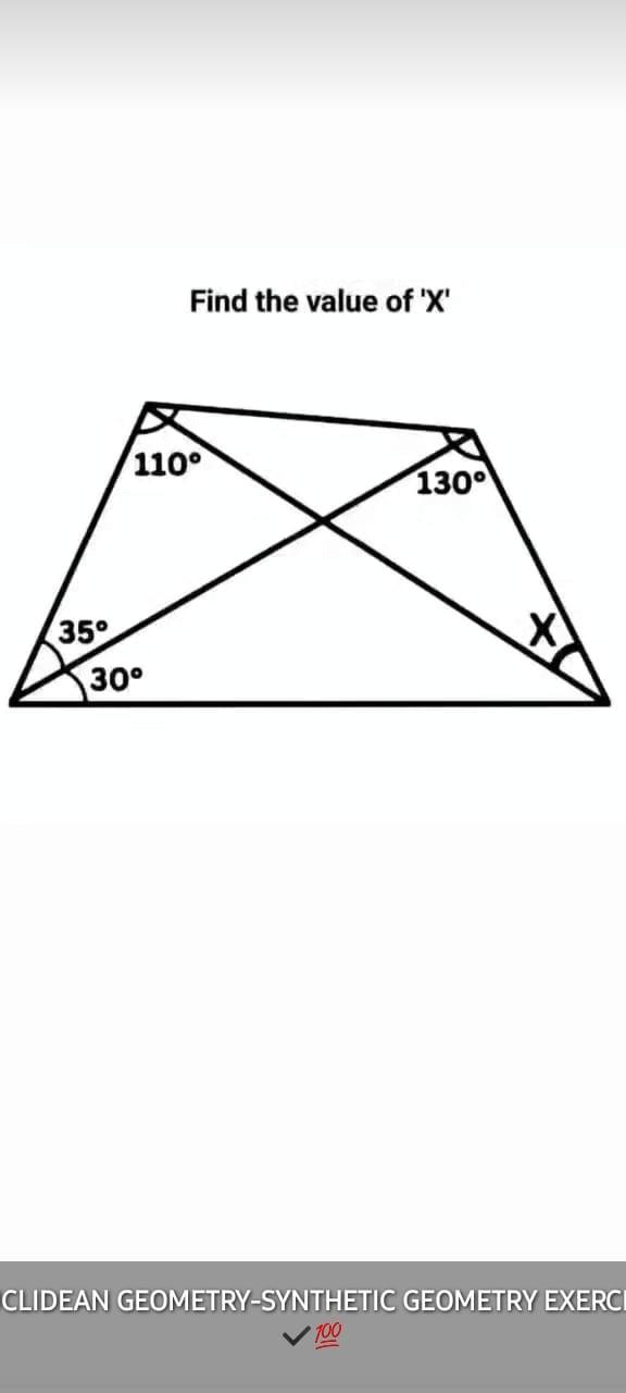 Solved Find the value of ' X ' CLIDEAN GEOMETRYSYNTHETIC