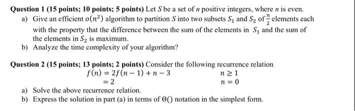 Solved Question 1 (15 points; 10 points; 5 points) Let S be | Chegg.com