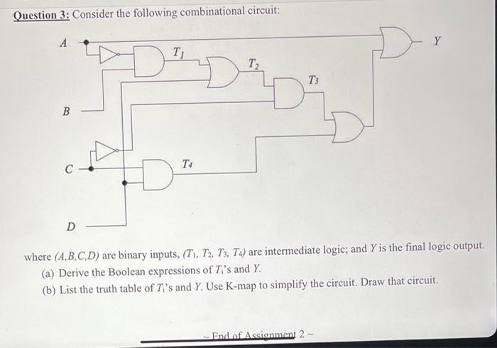 Solved Question 3: Consider The Following Combinational | Chegg.com