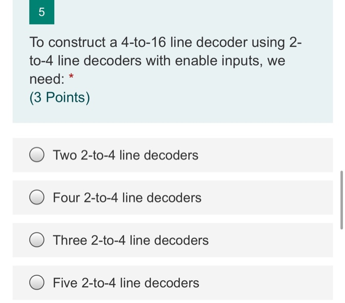 Solved 5 To Construct A 4 To 16 Line Decoder Using 2 To 4 Chegg Solved 5 To Construct A 4 To 16 Line Decoder Using 2 To 4 Chegg