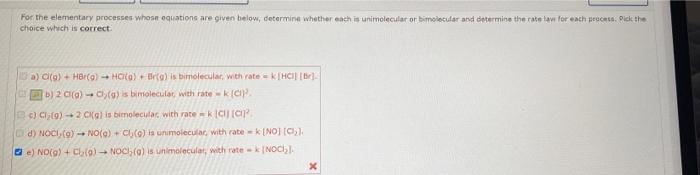 Solved Which of the following are bimolecular processes? HC