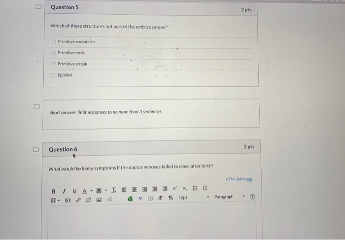 Solved U Question 5 2 pts Which of these structures not part | Chegg.com