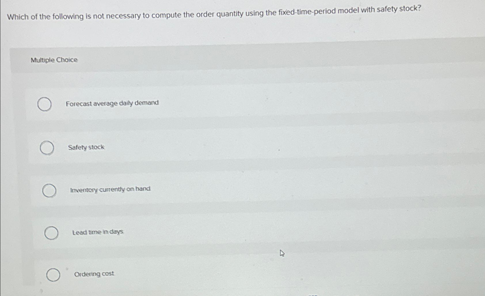 Solved Which of the following is not necessary to compute | Chegg.com