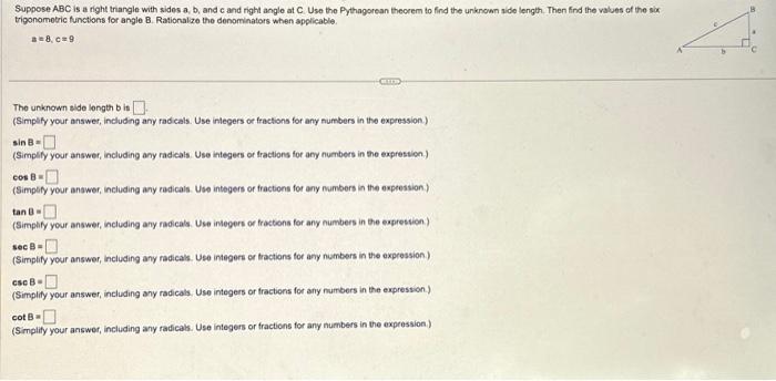 Solved Suppose ABC Is A Right Triangle With Sides A,b, And C | Chegg.com