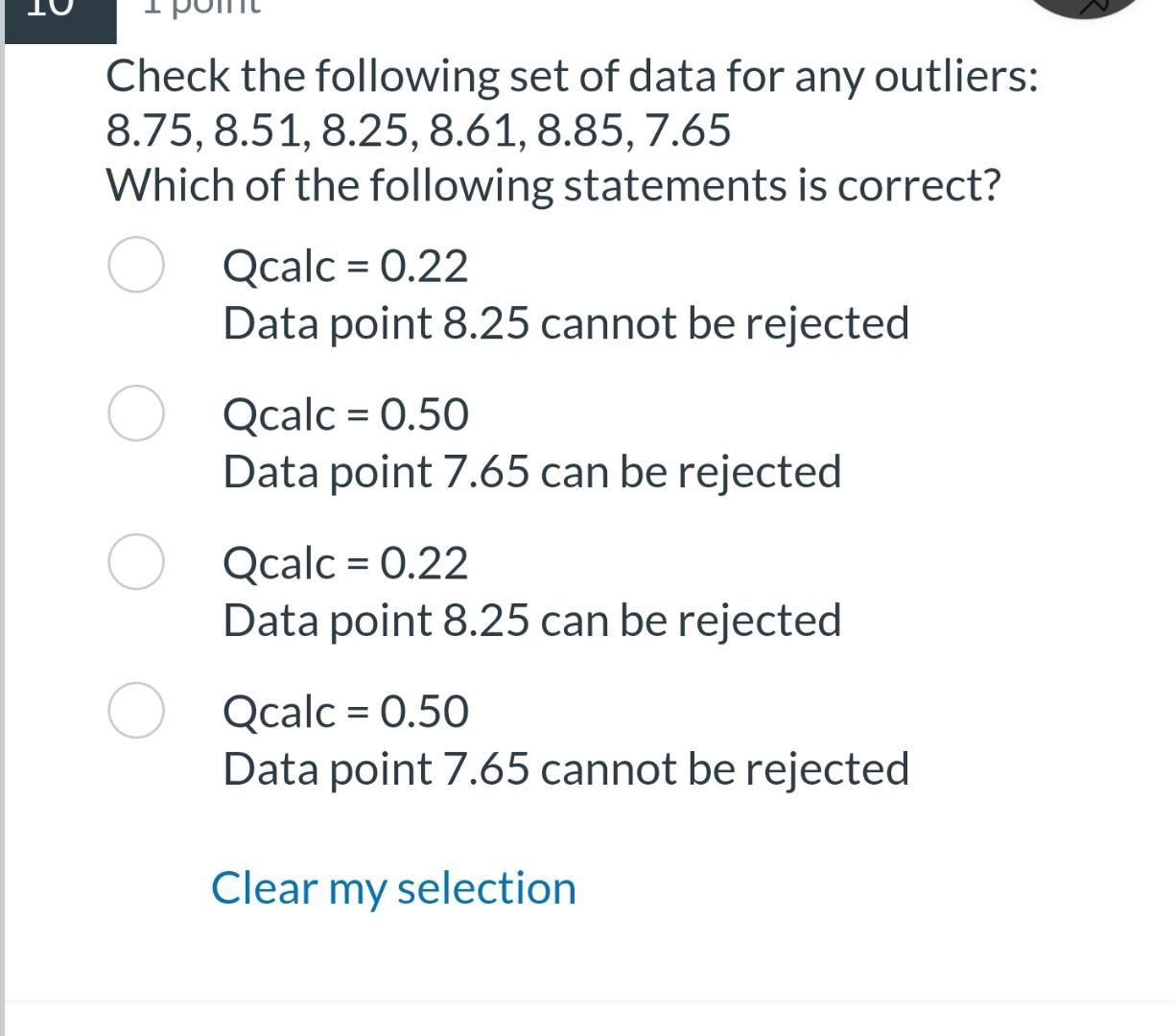 Solved Check the following set of data for any outliers: | Chegg.com