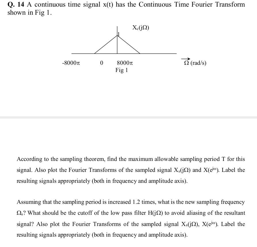 Solved Q. 14 A continuous time signal x(t) has the